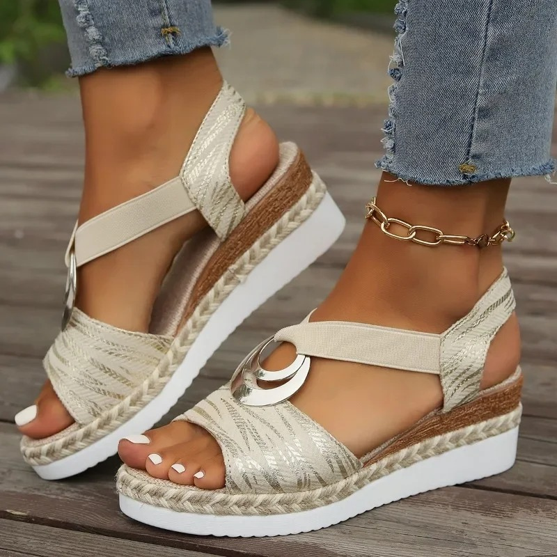 Espadrilles Sandales Élégantes avec Bandes Texturées
