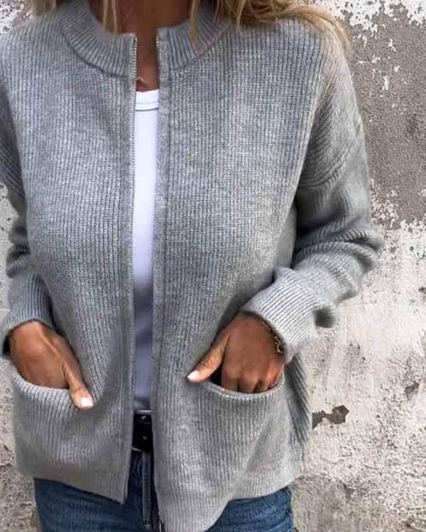 Cardigan en coton élégant et confortable avec fermeture à glissière