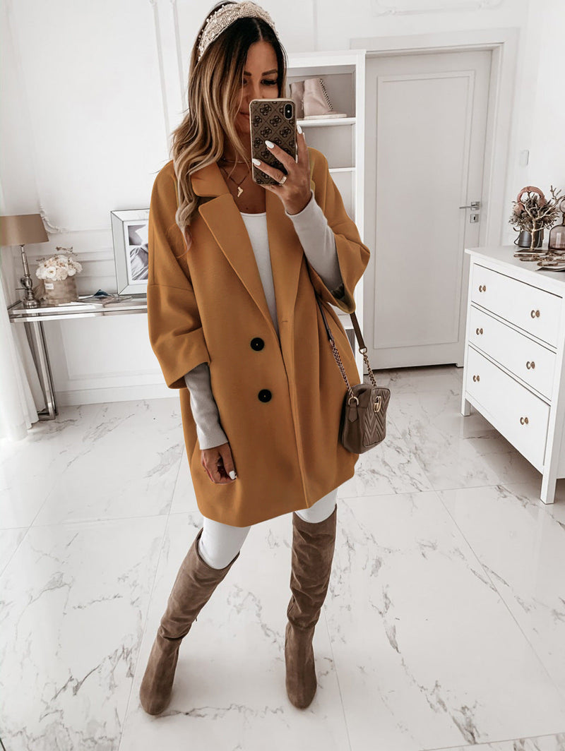 Manteau élégant à manches trois-quarts Chic et confortable pour toutes les occasions