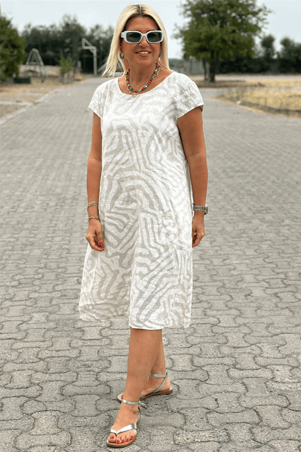 Robe imprimée zèbre à encolure ronde