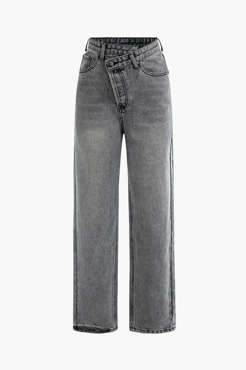 Jean à Jambes Droites Asymétriques