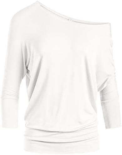 T-shirt à col rond élégant et confortable avec manches 3/4 et taille élastiquée