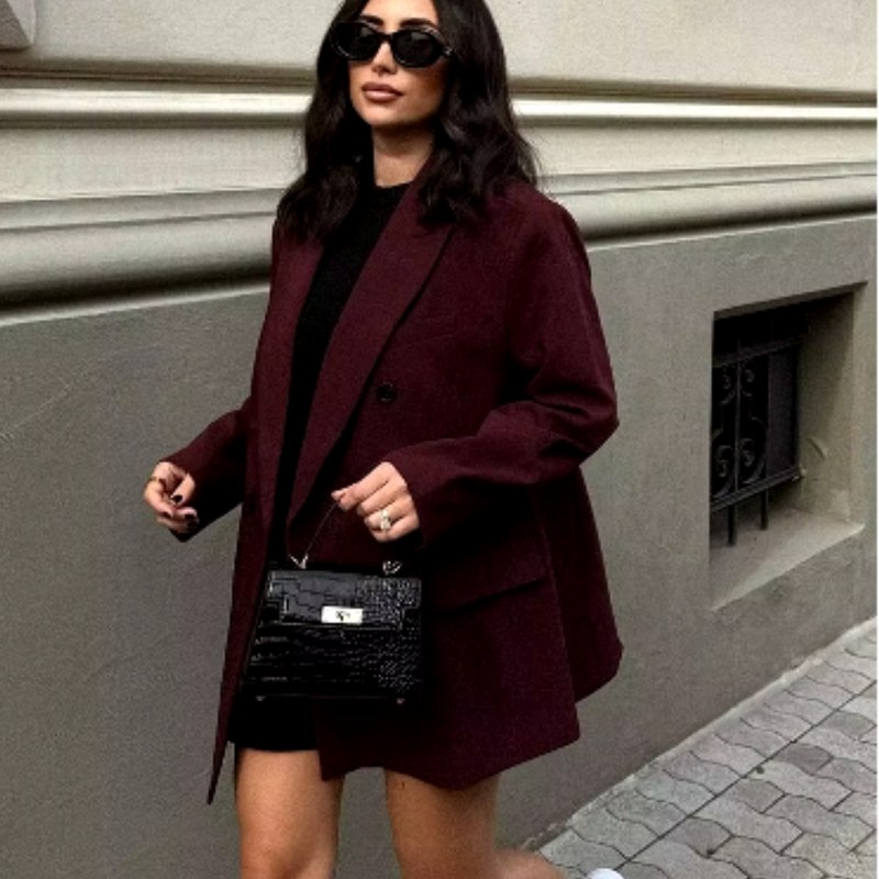 Blazer élégant en bordeaux - Chic et confortable pour chaque occasion