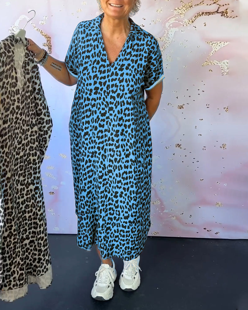 Robe léopard à décolleté en V