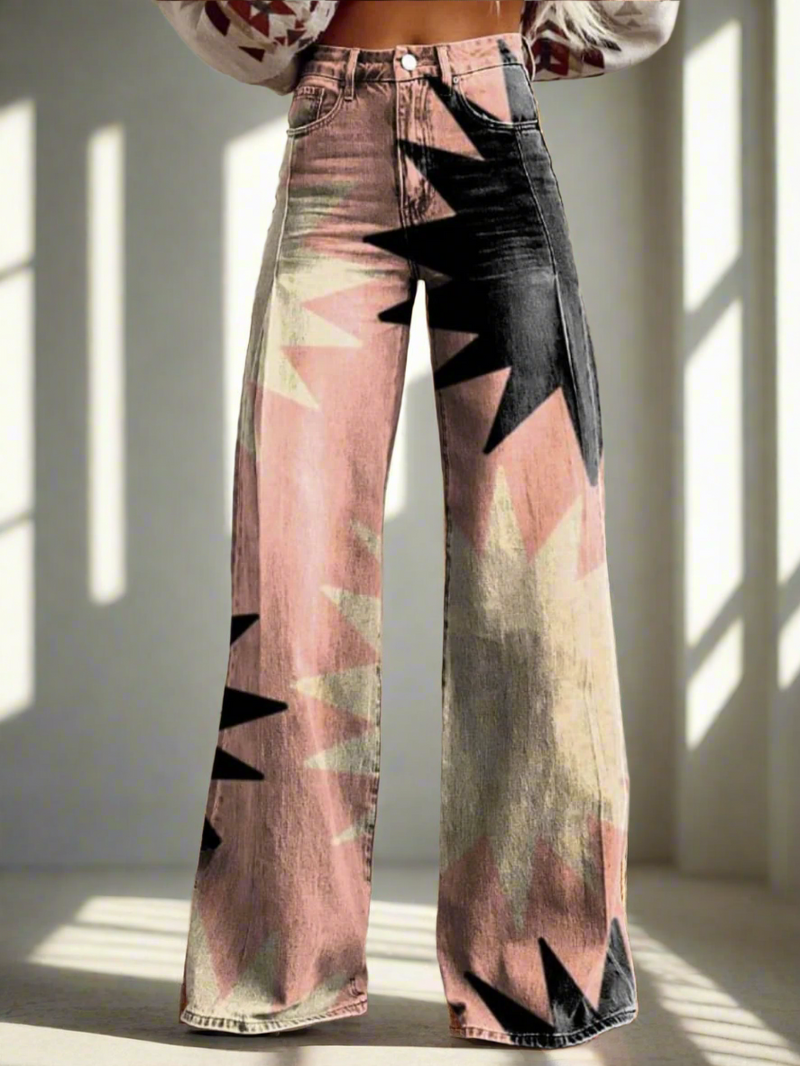 Pantalon Large Géométrique Femme