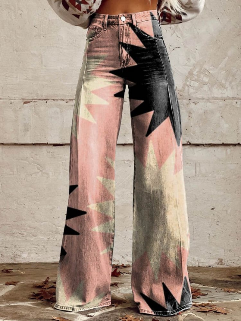 Pantalon Large Géométrique Femme