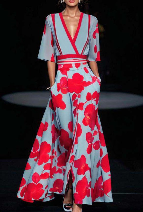 Robe Maxi Élégante à Col en V