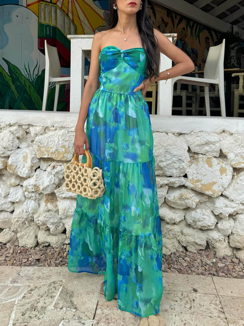 Robe longue bustier à fleurs – Élégance et féminité pour toutes les occasions
