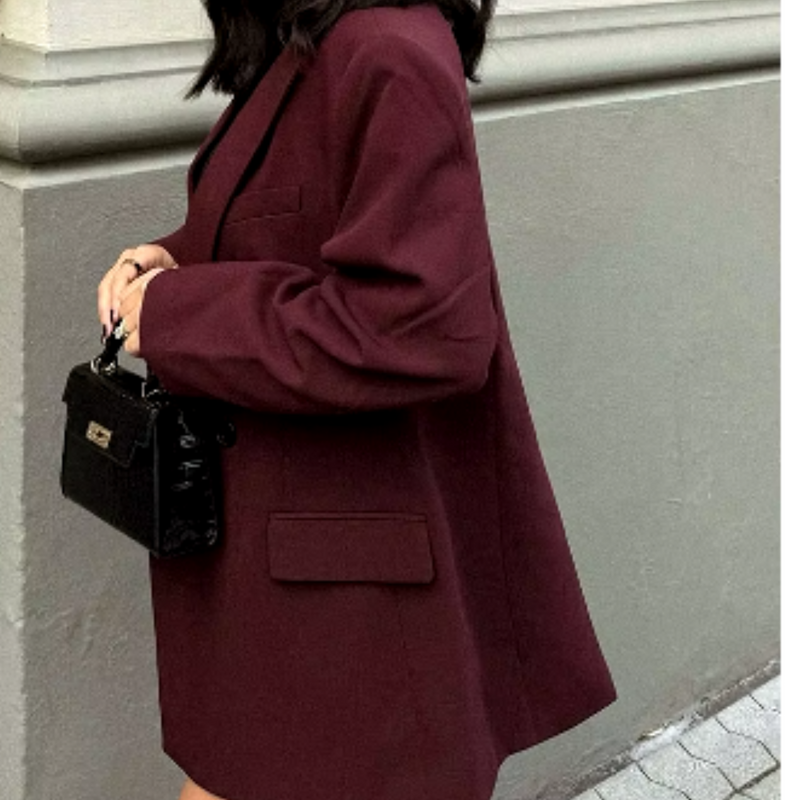 Blazer élégant en bordeaux - Chic et confortable pour chaque occasion