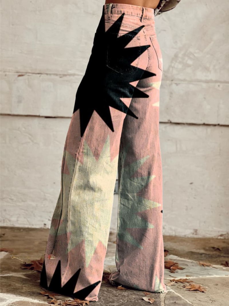 Pantalon Large Géométrique Femme