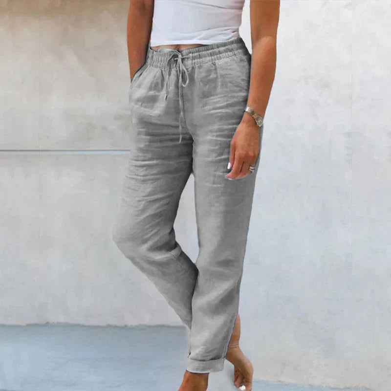 Pantalon décontracté unicolore à coupe droite pour un look élégant et confortable