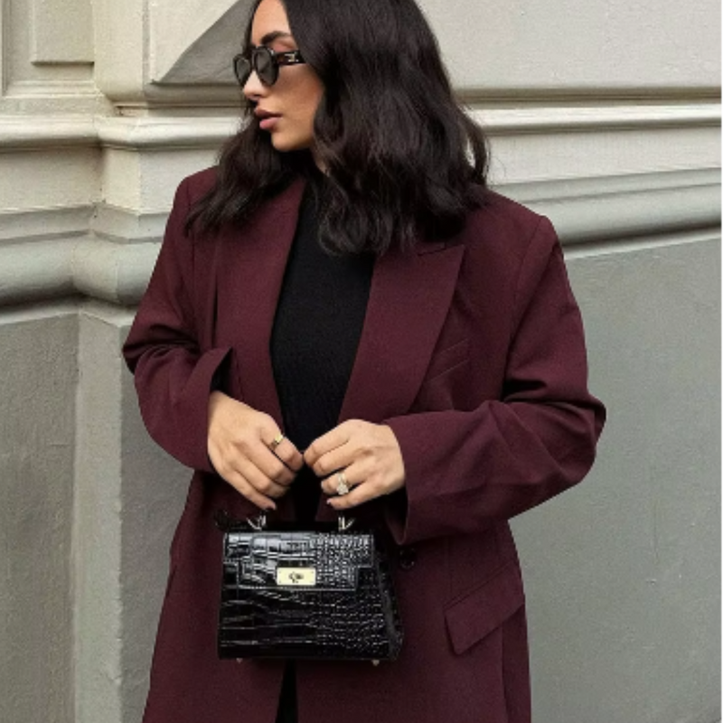 Blazer élégant en bordeaux - Chic et confortable pour chaque occasion