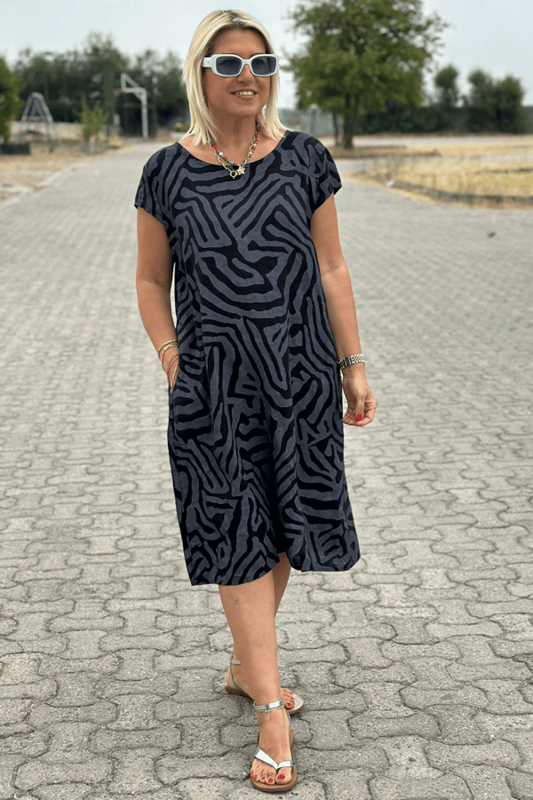 Robe imprimée zèbre à encolure ronde