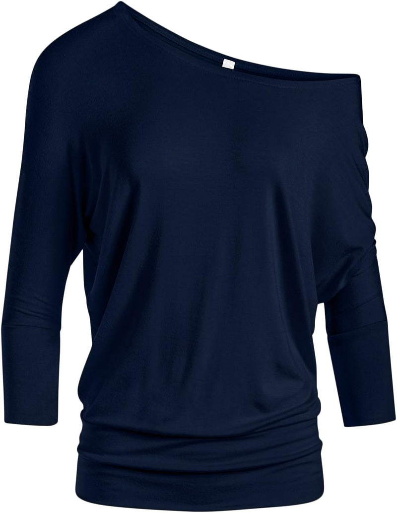 T-shirt à col rond élégant et confortable avec manches 3/4 et taille élastiquée