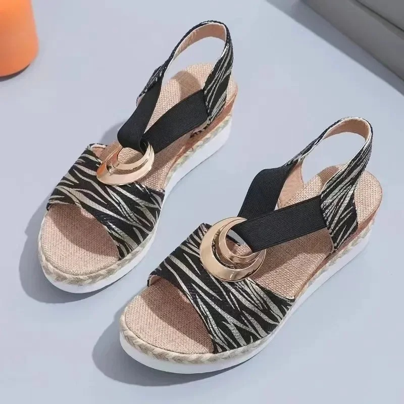 Espadrilles Sandales Élégantes avec Bandes Texturées