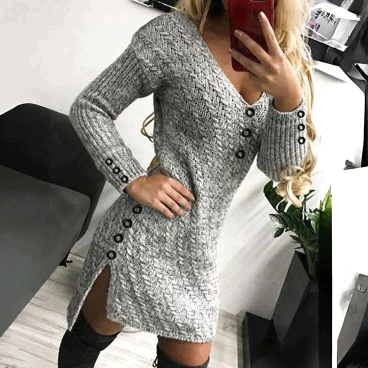 Robe élégante à col en V pour un look chic et intemporel