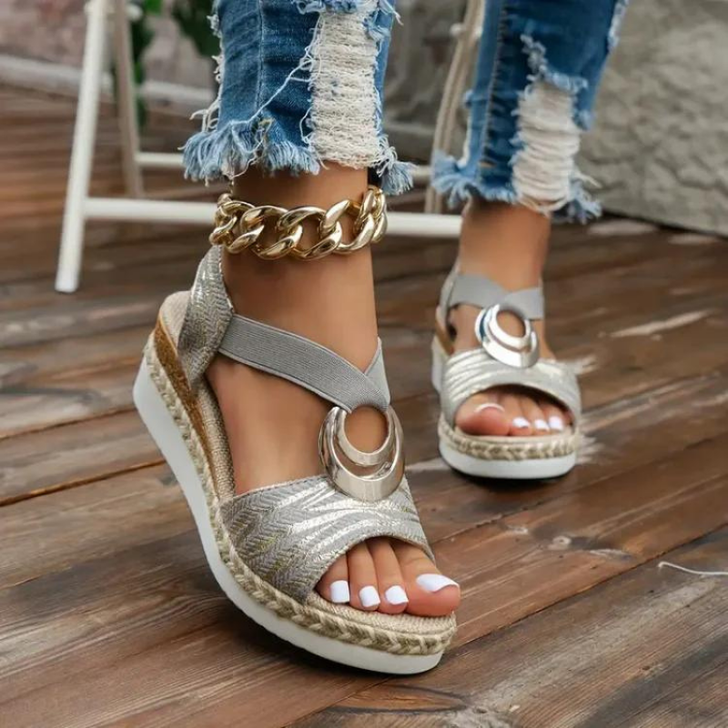Espadrilles Sandales Élégantes avec Bandes Texturées