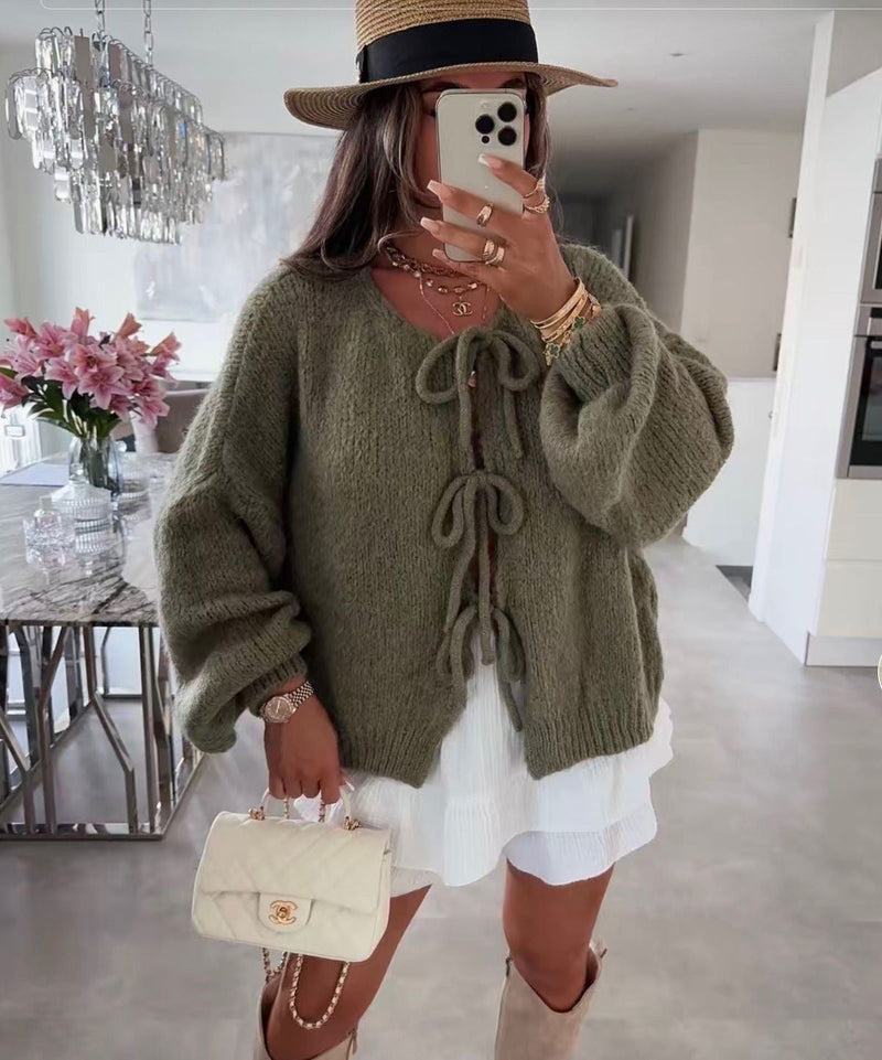 Cardigan élégant avec nœuds pour un look chic et raffiné