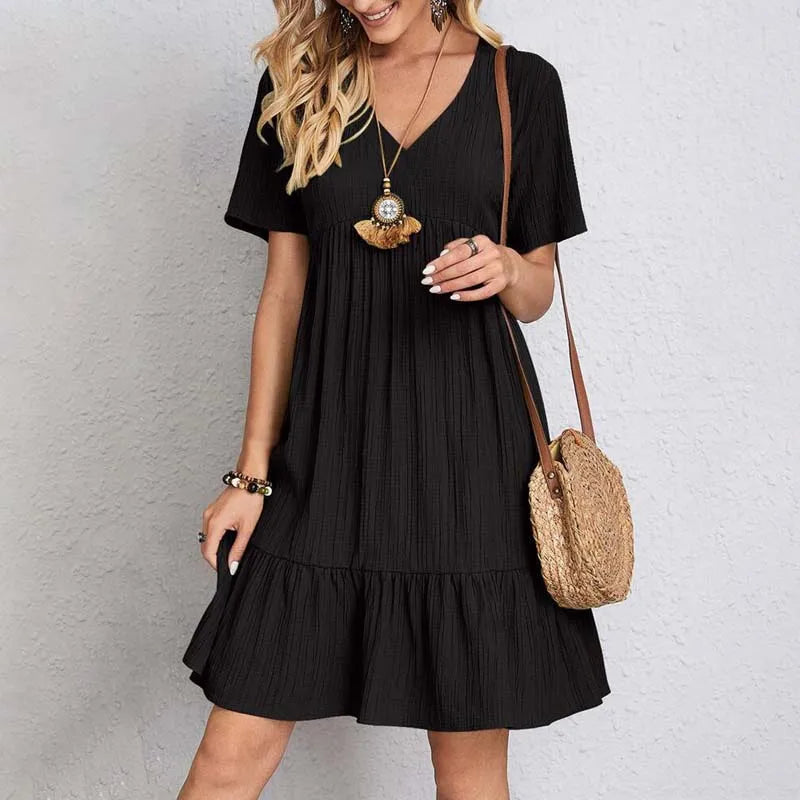 Robe Mini Décontractée V-cou