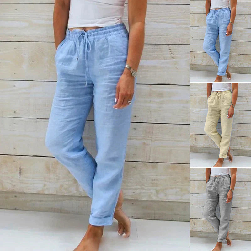 Pantalon décontracté unicolore à coupe droite pour un look élégant et confortable