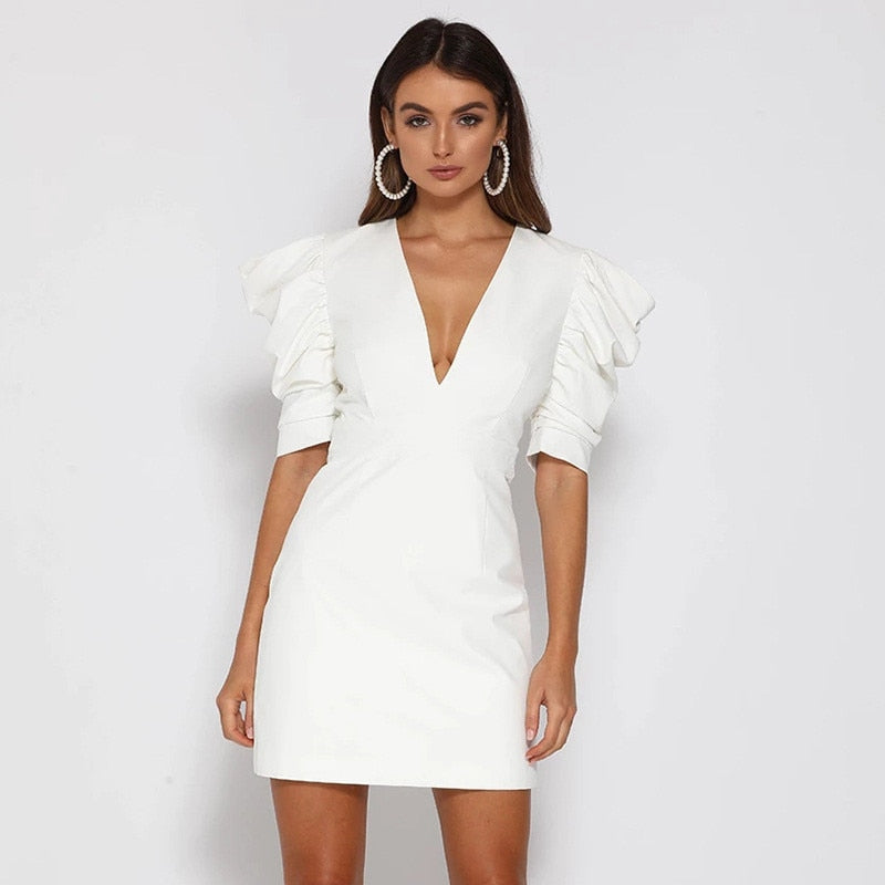 Robe Mini Luxe à Manches Bouffantes