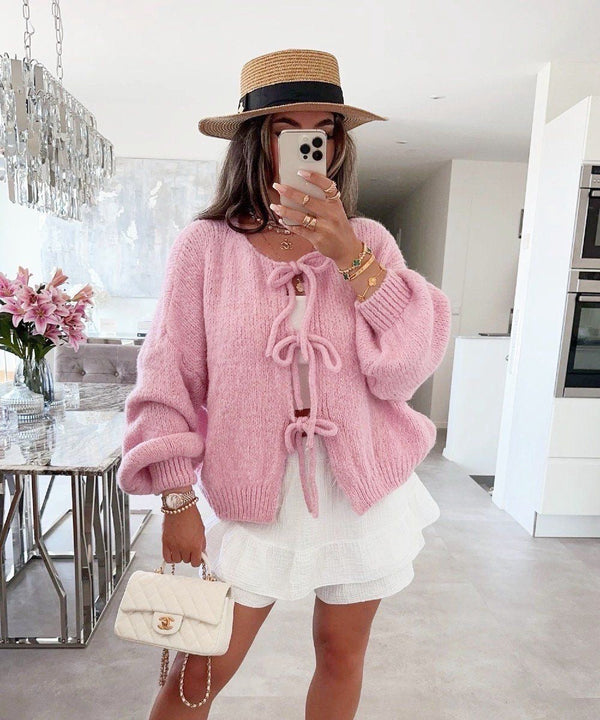 Cardigan élégant avec nœuds pour un look chic et raffiné