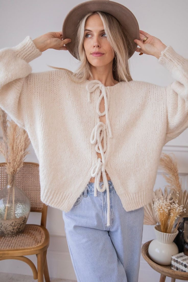 Cardigan élégant avec nœuds pour un look chic et raffiné