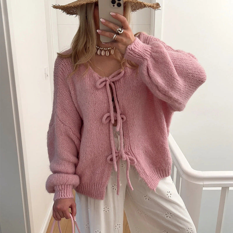 Cardigan élégant avec nœuds pour un look chic et raffiné