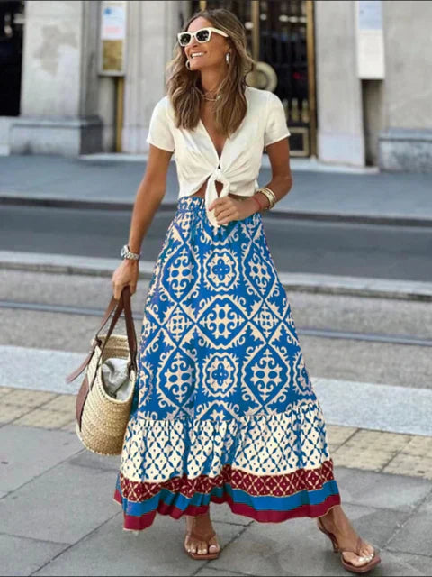 Jupe d'été longue en style rétro boho