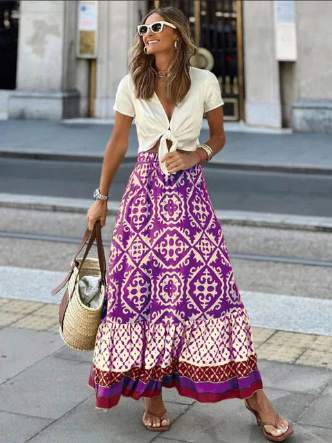 Jupe d'été longue en style rétro boho