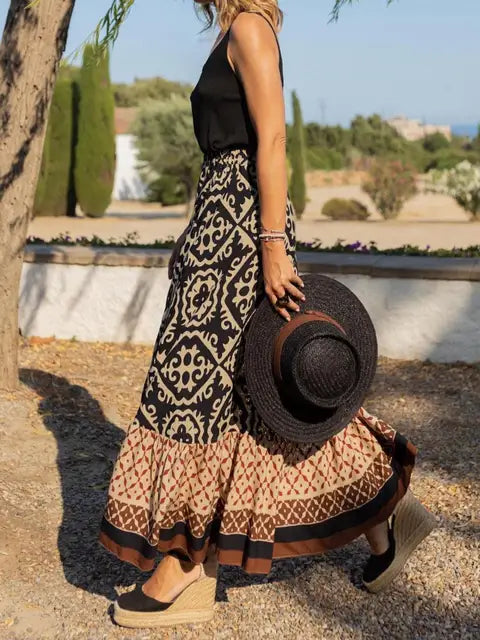 Jupe d'été longue en style rétro boho