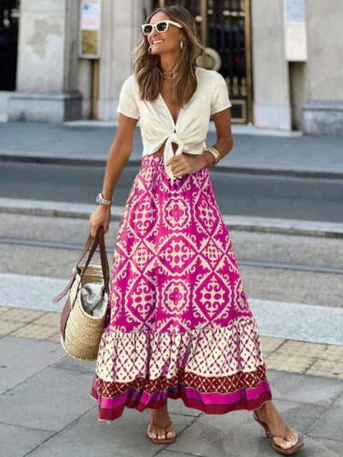 Jupe d'été longue en style rétro boho