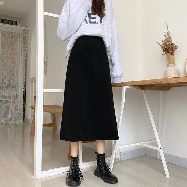 Robe en Velours Côtelé Longue