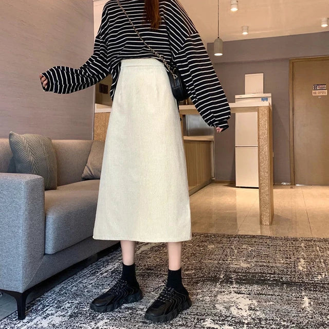 Robe en Velours Côtelé Longue