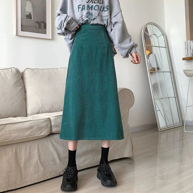 Robe en Velours Côtelé Longue