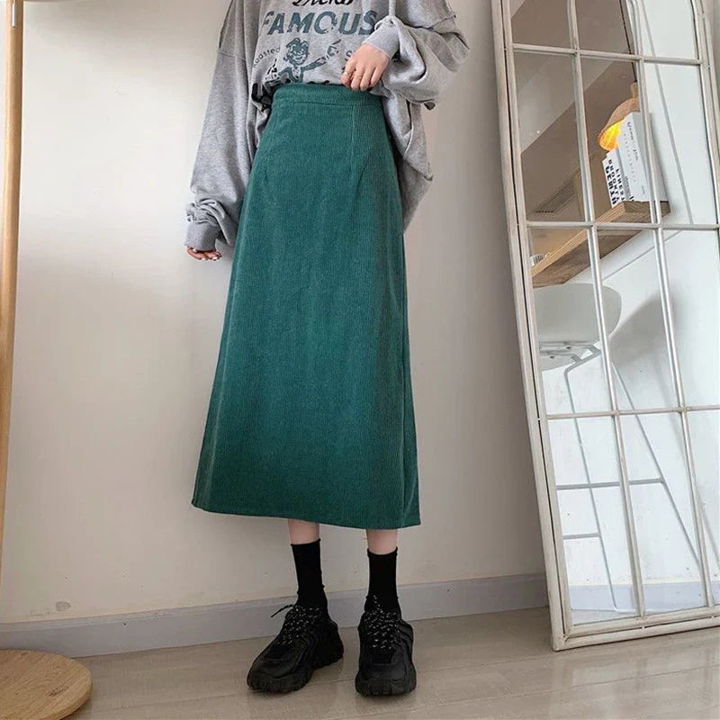 Robe en Velours Côtelé Longue