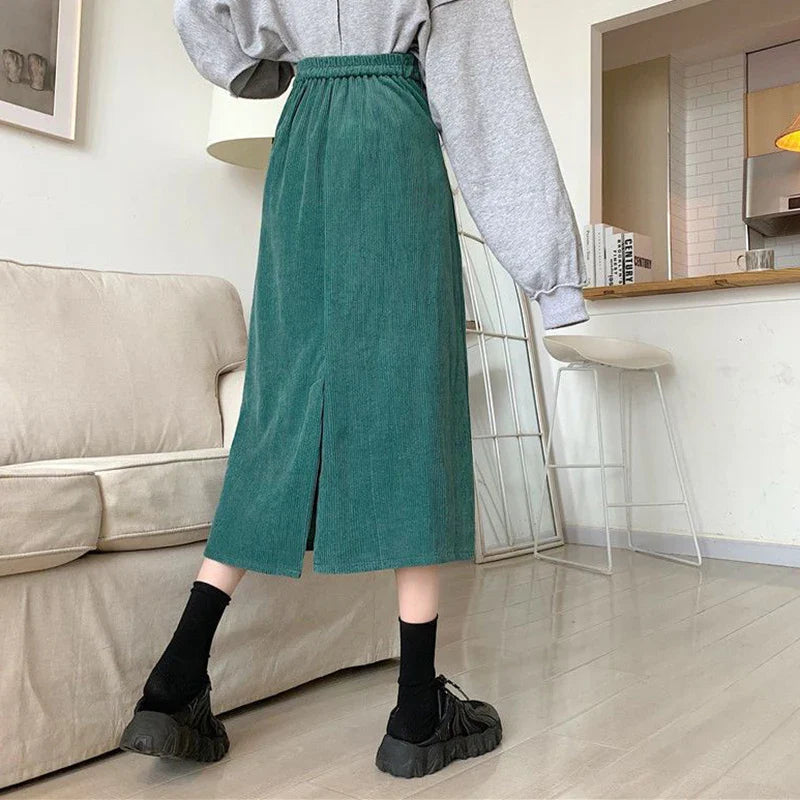 Robe en Velours Côtelé Longue