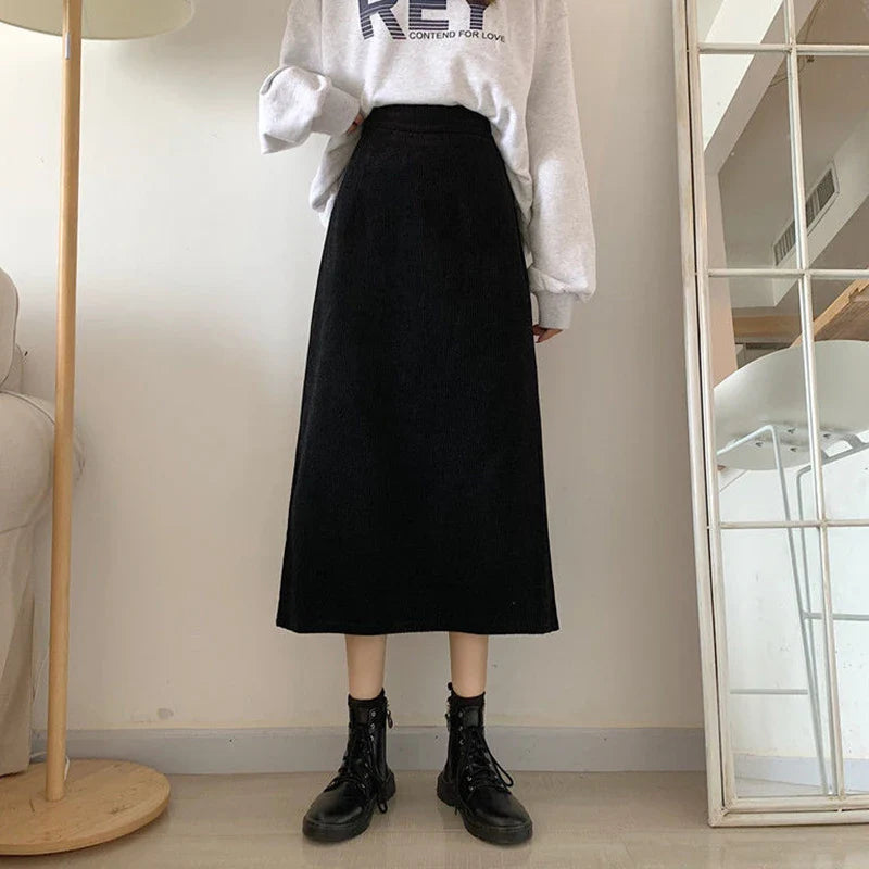 Robe en Velours Côtelé Longue