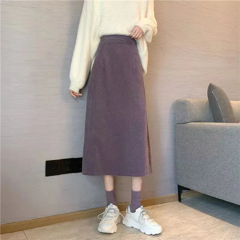 Robe en Velours Côtelé Longue