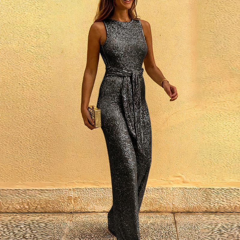 Jumpsuit élégant et glamour avec paillettes scintillantes