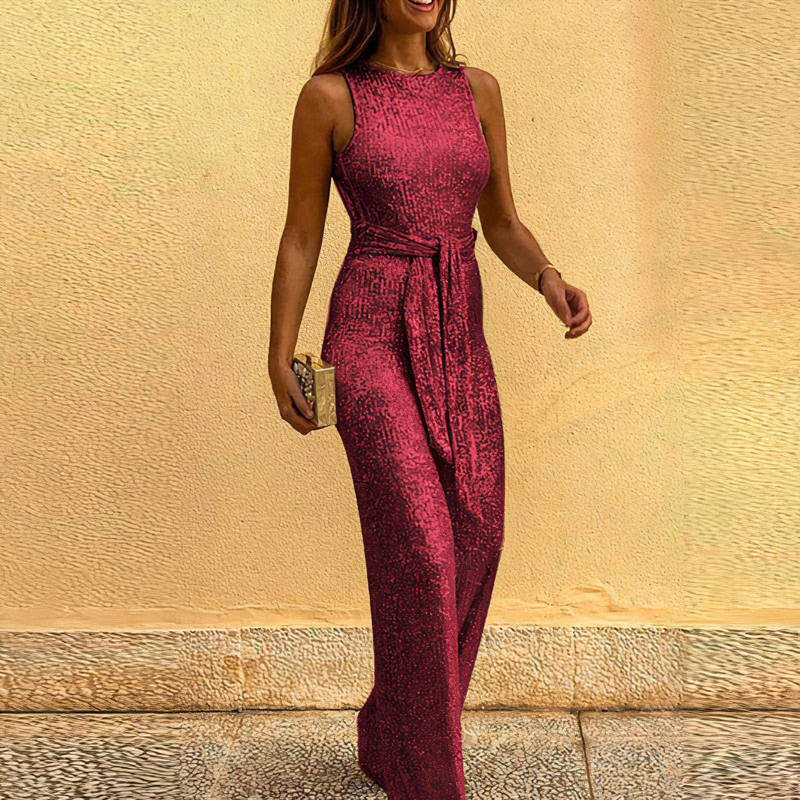 Jumpsuit élégant et glamour avec paillettes scintillantes