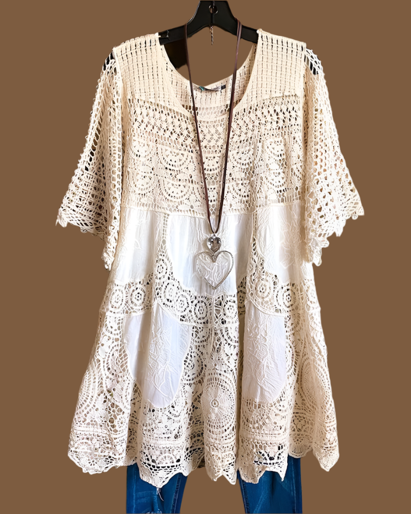 Robe Boho Atasha avec Col Rond – Légère et Confortable