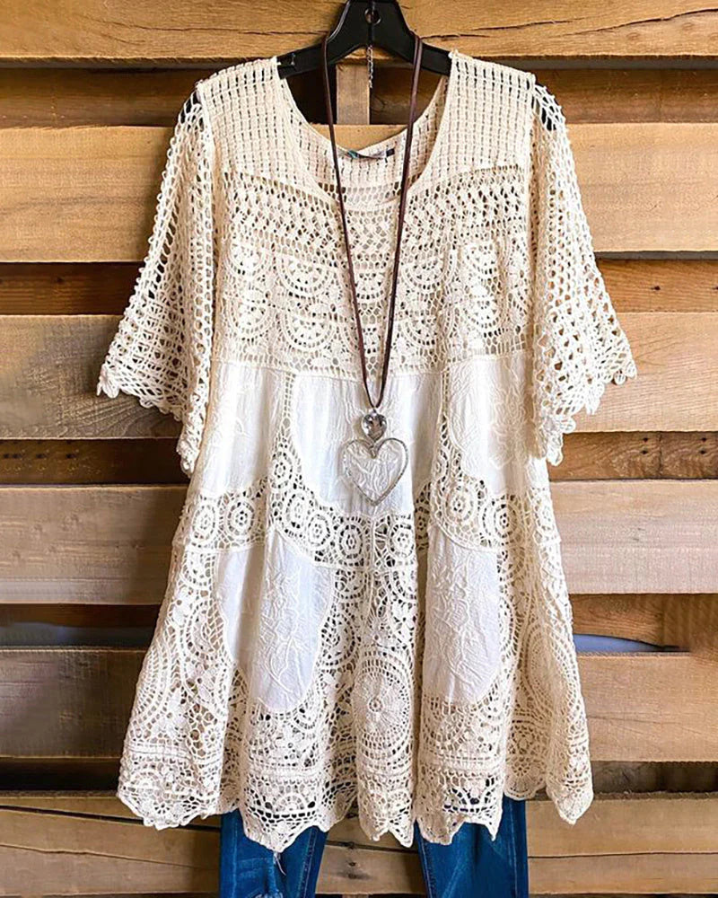 Robe Boho Atasha avec Col Rond – Légère et Confortable