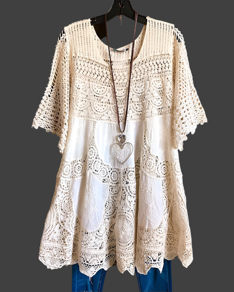 Robe Boho Atasha avec Col Rond – Légère et Confortable