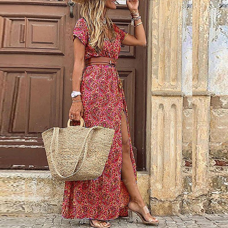 Robe Bohème Vintage avec Ceinture