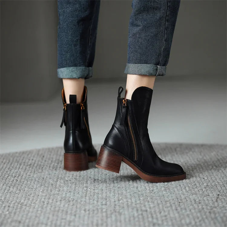 Bottines noires élégantes à talons - parfaites pour l'automne et l'hiver