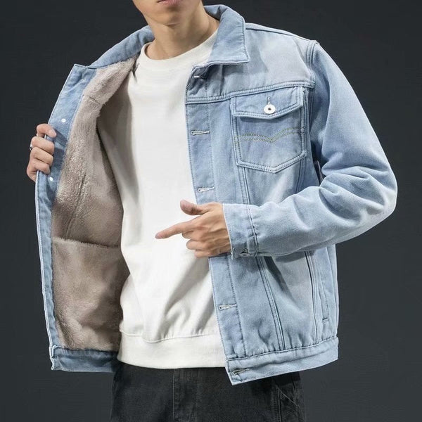 Veste en jean avec doublure en laine pour hommes