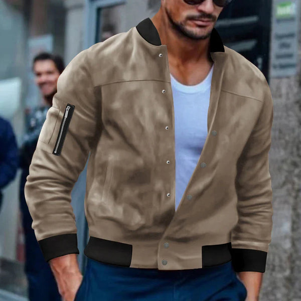 Veste en daim avec col montant pour hommes