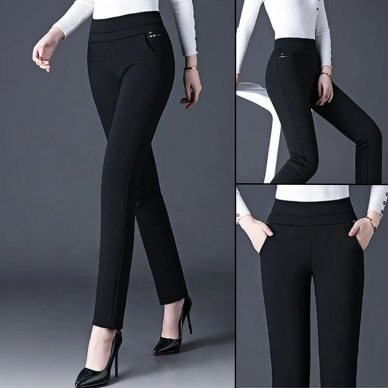 Pantalon Droit avec Taille Haute Élastique pour un Confort Optimal