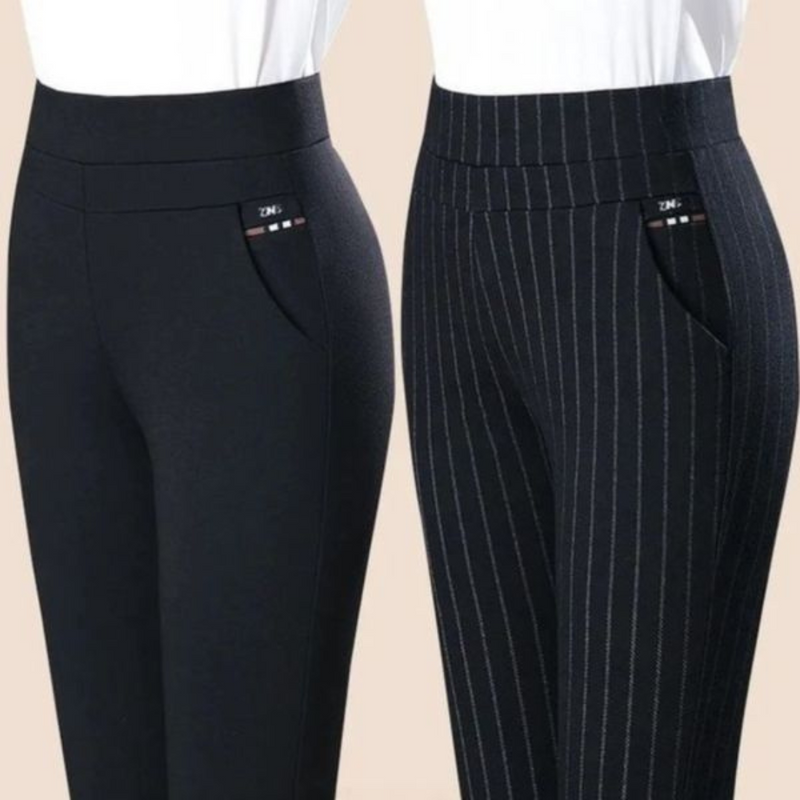 Pantalon Droit avec Taille Haute Élastique pour un Confort Optimal